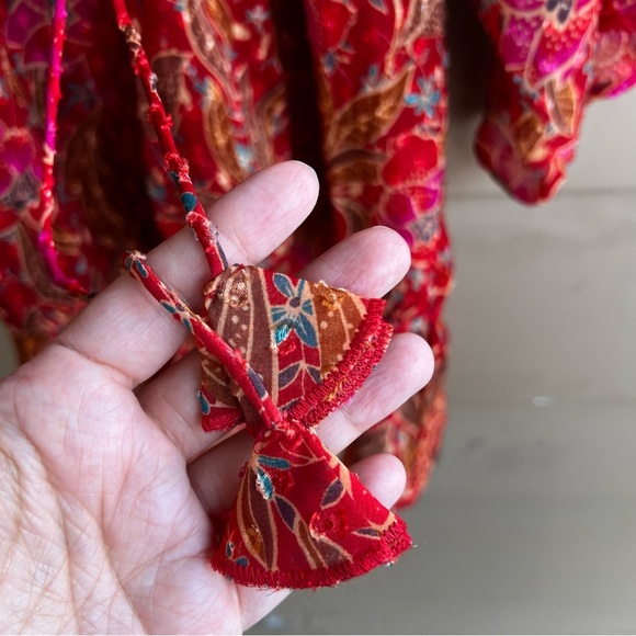 DR2 Sheer Floral Blouse - Size M - Boho Swiss Dot Casual - Picture 4 of 7